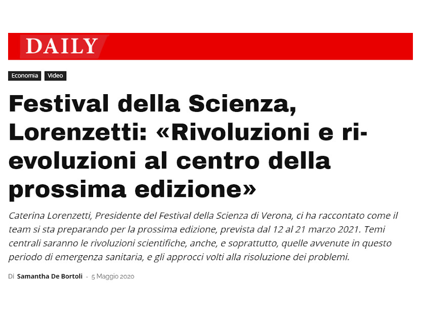 Festival Scienza Verona 2021: Rivoluzioni e ri-evoluzioni